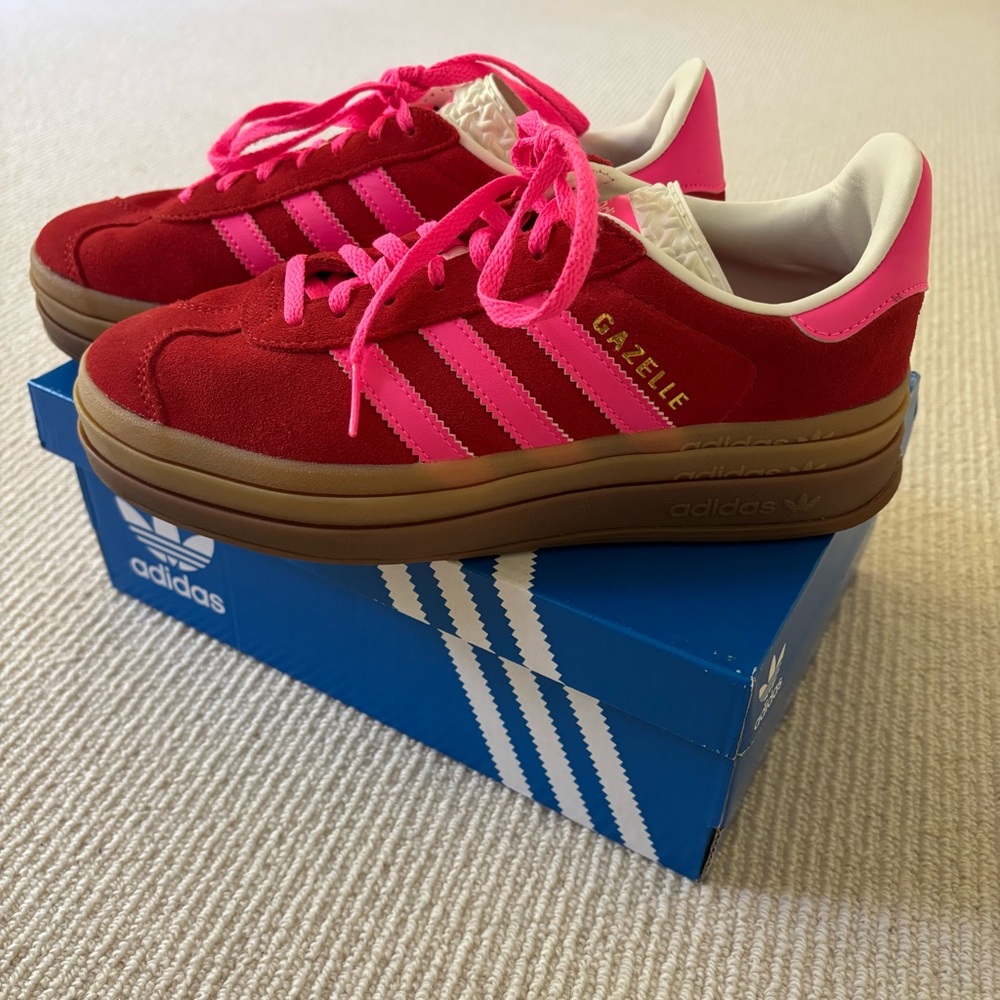Adidas Gazelle Bold Collegiate Red Lucid Pink Size 6.5 (Women's)